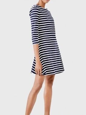 Kate Spade NWT Rich Navy Stripe Knit Fit-n-Flare Dress